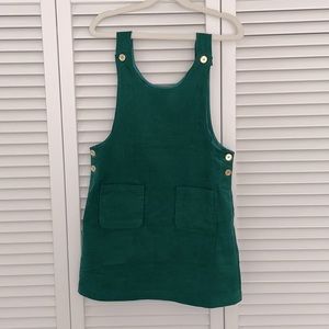 Janie & Jack emerald patch pocket jumper dress girls size 6 with gold buttons